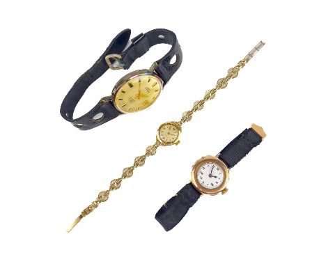 An early 20th century 9ct cased lady's manual wind wristwatch. Together with a 9ct Rotary ladies bracelet manual wind wristwa