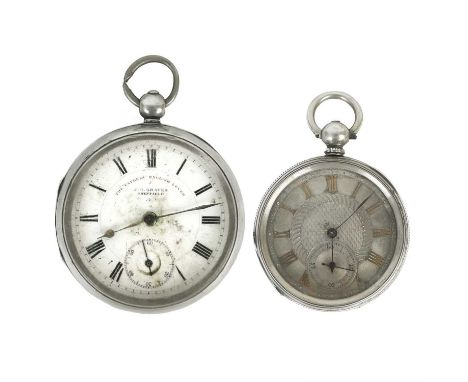 Two silver cased key wind pocket watches. One with 42mm white enamel dial inscribed 'THE EXPRESS ENGLISH LEVER' and signed J.
