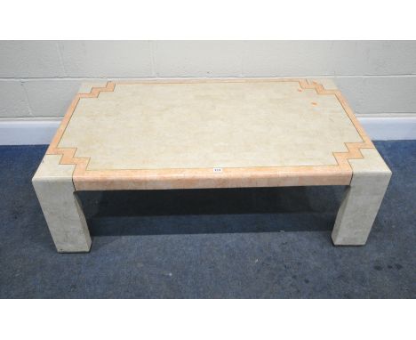 A MAGNUSSEN PRESIDENTIAL MARBLE EFFECT RECTANGULAR COFFEE TABLE, width 127cm x depth 77cm x height 42cm, condition report: on