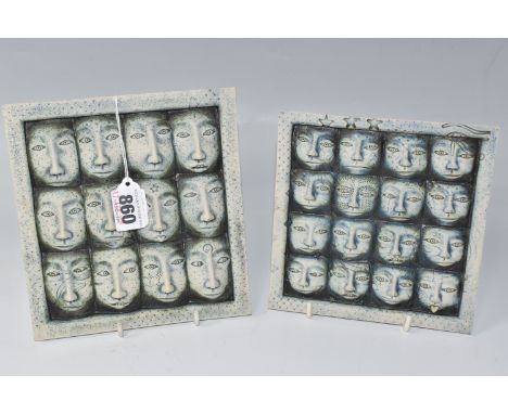 ALASDAIR NEIL MACDONNEL (BRITISH, B. 1947) TWO CERAMIC WALL PLAQUES comprising two different sized plaques, one with sixteen 