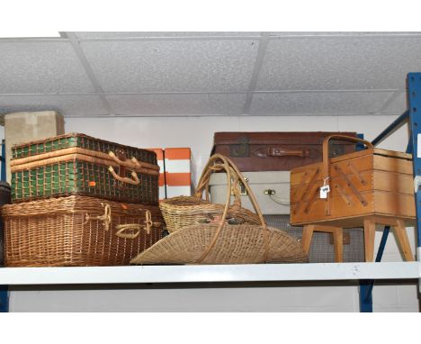 A GROUP OF LARGE MISCELLANEOUS ITEMS, to include 1970's a Pac-A-Pic Preci-Ware four person orange and white stacking picnic s