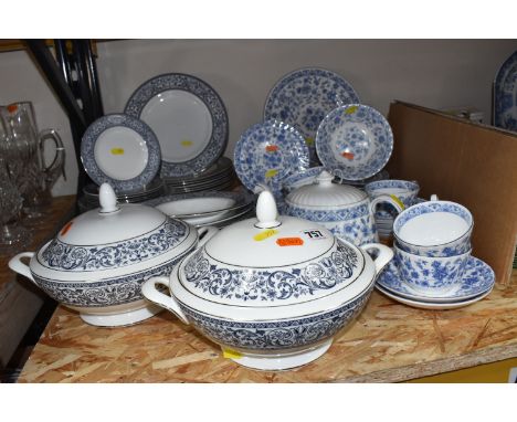 COLLECTION OF MINTON DINNERWARE, Minton 'Shalimar' design comprising four dinner plates, four side plates, (two have nibbles 