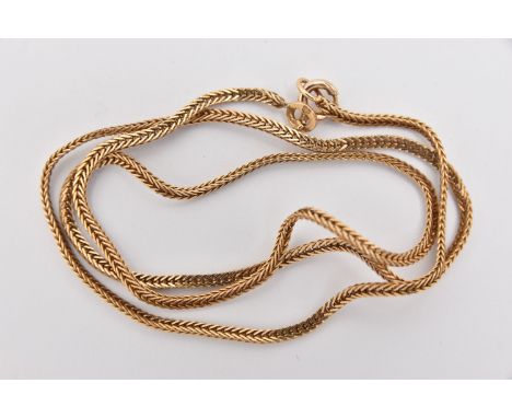 A 9CT GOLD CHAIN, a yellow gold foxtail link chain, fitted with a spring clasp, approximate length 458mm, hallmarked 9ct Shef