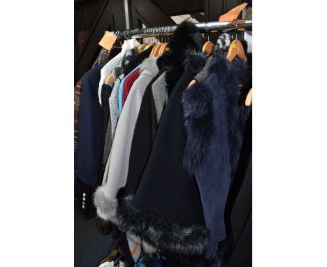 A GROUP OF LADIES CAPES, WRAPS AND JACKETS, maker's names include  Moloh, French Connection, East, John Lewis, James Lakeland