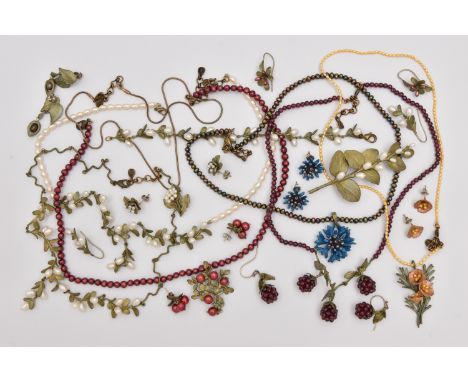 A LARGE ASSORTMENT OF 'MICHAEL MICHAUD' JEWELLERY, to include raspberry earrings and necklace, cornflower earrings and neckla