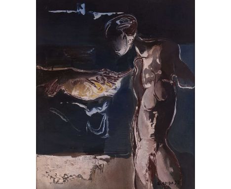 Mario Bionda (Italian 1913-1985) Notte Mediterranea  signed and dated 'BIONDA 72' (lower right), further signed and titled (v