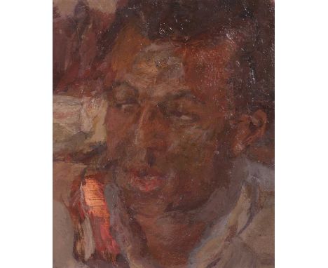 Catherine Goodman CBE LVO (British b.1961)  Portrait of Jeff   oil on board  30.5 x 25 cm, framed 40 x 35 cm.  Provenance:  P