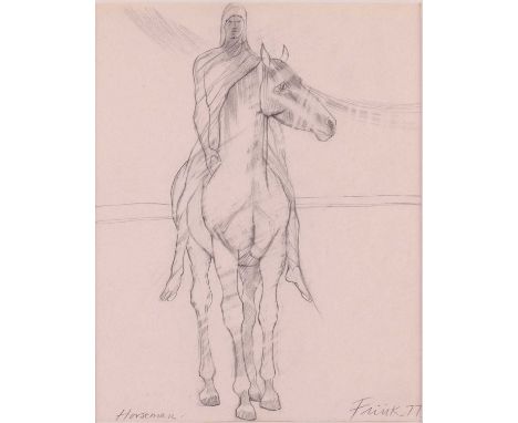 Dame Elizabeth Frink R.A. (British 1930-1993) 'Horseman'  signed and dated 'Frink 77' (lower right), titled (lower left) penc
