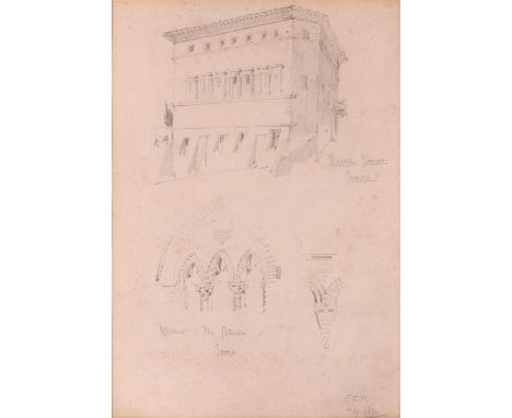 Charles Rennie Mackintosh (Scottish 1868-1928) Palazzo Pollini and Window in the Palazzo Publico, Siena signed with initials 