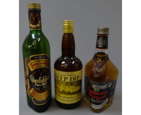 Glenfiddich Pure Malt Scotch Whisky, over 8 years old, 262/3 floz 70 proof, The Original Oldbury Sheep Dip 8 year old Pure Ma