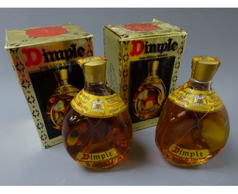 Two John Haig & Co Dimple Old Blended Scotch Whisky, 262/3floz 70 proof, wire bound bottle in carton, 2btls Condition Report 