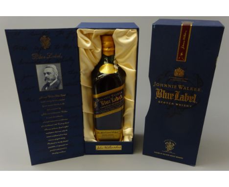 Johnnie Walker Blue Label Scotch Whisky, 75cl 43%vol, Bottle No.L032787 JW, with swing seal, in blue presentation carton with