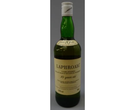 Laphroaig Unblended Islay Malt Scotch Whisky, 10 years old, 75cl 40%vol, pre Royal Warrant, 1btl Condition Report Click here 