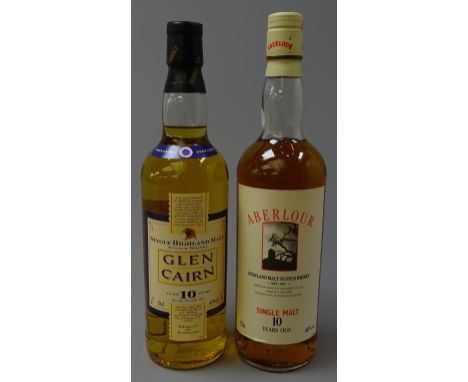 Aberlour Highland Malt Scotch Whisky 10 years old, 75cl and Glen Cairn Single Highland Malt, aged 10 years, 70cl, both 40%vol