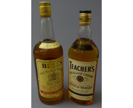 Bell's Old Scotch Whisky, Extra Special Duty Free, 1ltr and Teacher's Highland Cream Perfection of Old Scotch Whisky, 70cl 40