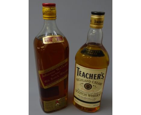 Johnnie Walker Red Label Old Scotch Whisky, 1.125 Litres, no proof noted, and Teacher's Highland Cream Perfection of Old Scot