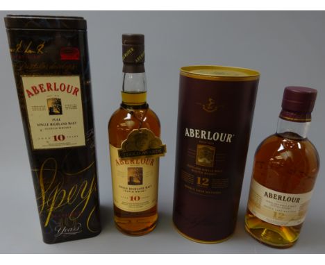 Aberlour Pure Single Highland Malt Whisky, aged 10 years in presentation tin, and Aberlour Double Cask Matured Highland Singl