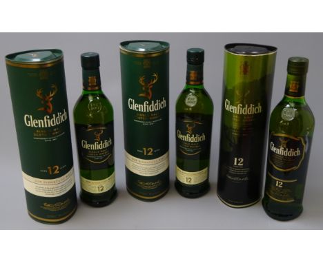 Glenfiddich Single Malt Scotch Whisky, 12 years old, 70cl, 40%proof, in cartons 3btls Condition Report Click here for further