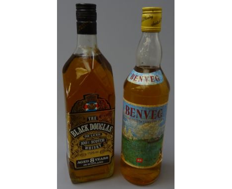 The Black Douglas De Luxe 100% Scotch Whisky, aged 8 years, 1125ml, and Benveg Scotch Whisky 8 years old, distilled, blended 