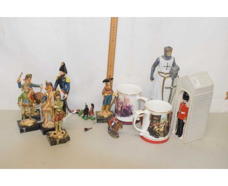 A collection of various modern model soldiers, Army Benevolent Fund tankards etc