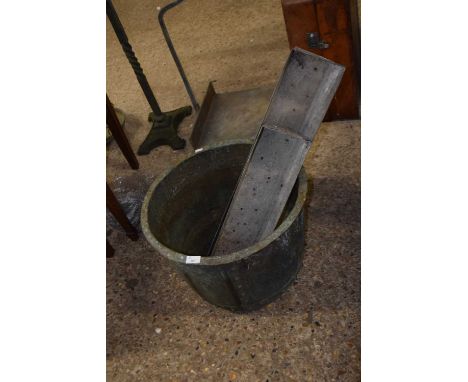 A circular wash copper or planter, 51cm diameter, very worn condition together with two further galvanised planters