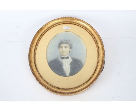 Victorian oval portrait on paper, depicting a lady housed within a gilt and glazed frame, 41cm by 35cm&nbsp;