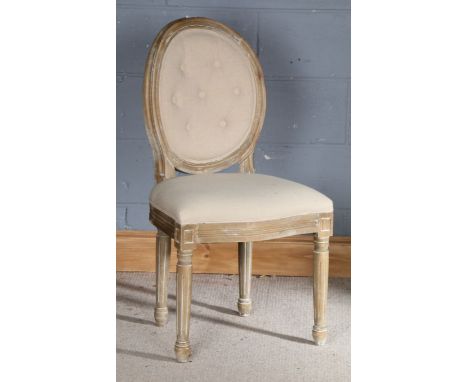 French style shabby-chic side chair, with oval button back upholstery