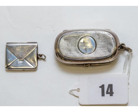 A Victorian silver DOUBLE SOVEREIGN CASE with engine turned decoration, makers mark rubbed, Birmingham 1894 & a plain silver 