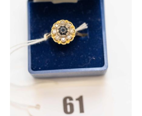 A lady’s 18k yellow gold Sapphire & Diamond DRESS RING, Size S, stamped 18k, approx. 5grams