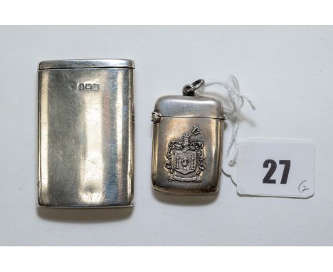 An Edwardian silver flip top VESTA, a crest to front & presented by Sydney R Pollard, Master, 23rd November 1909, maker AJ&Z,