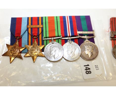  RAF group 39-45 & Burma stars bar Pacific , Defence & War medals, GSM SE Asia 45-46 Sgt P A Waiter 1609964 RAF note on rear 