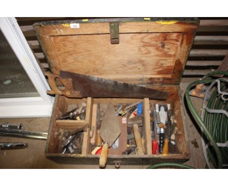 A carpenters tools chest and contents 