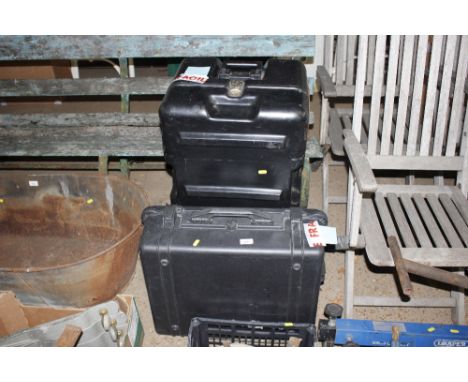 A Hardig flight case; and a camera flight case