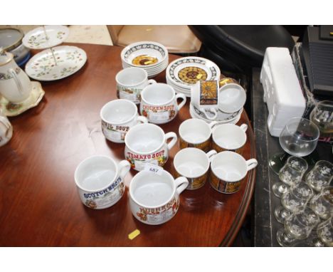 A quantity of Broadhurst teaware and various soup mugs