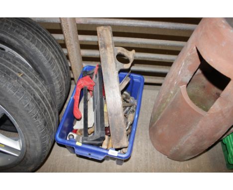 A box of various hand tools 