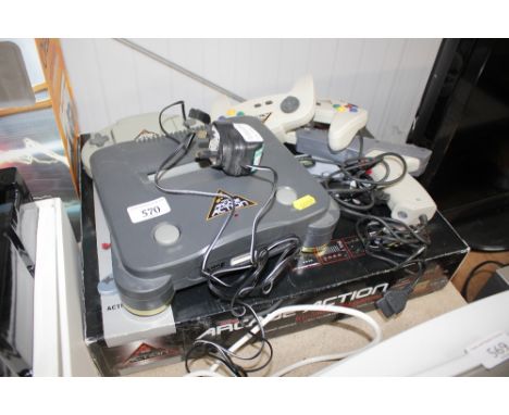 A boxed Mega Arcade Action console