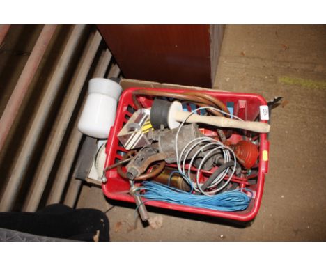 Two boxes of various hand tools etc.
