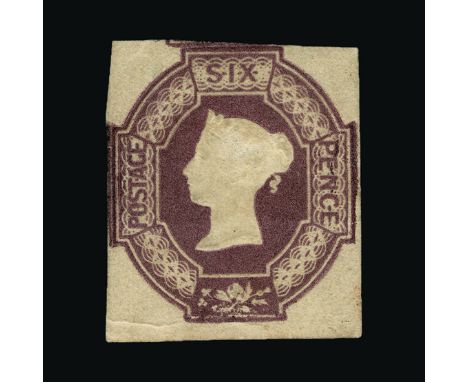 Great Britain - QV (embossed) : (SG 60) 1847-54 6d purple, light crease at bottom, o/wise fine unused no gum. RARE. Cat £1950