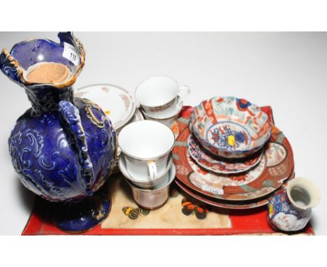 A Chinese porcelain part tea service, an Imari bowl, a similar saucer, two Japanese plates and other items of decorative chin