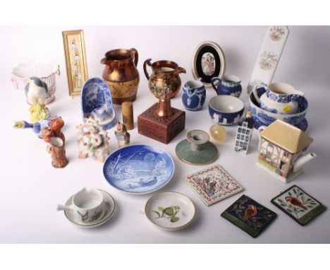 A Copeland Spode Italian pattern bowl and plate, two 19th Century copper lustre decorated jugs and other assorted decorative 