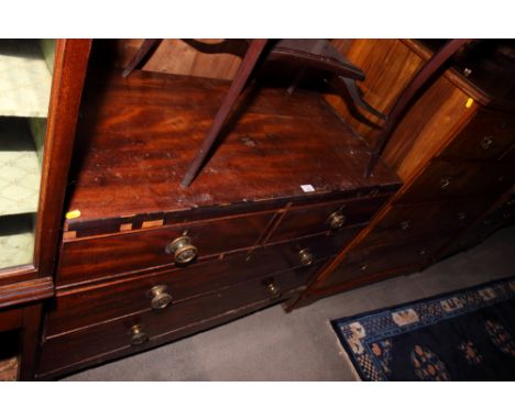 A Georgian mahogany chest of two short and two long drawers, on splay bracket supports, 42" wide