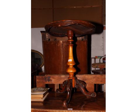 A Victorian walnut, fruitwood and hardwood parquetry top occasional table, on turned column and tripod splay supports, top 20