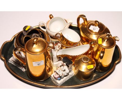 A Royal Worcester gilt decorated cabaret tea and coffee service, a similar sauce boat, three fairings and other items of deco