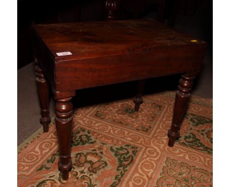 A 19th Century mahogany commode stool, on turned supports (no liner)