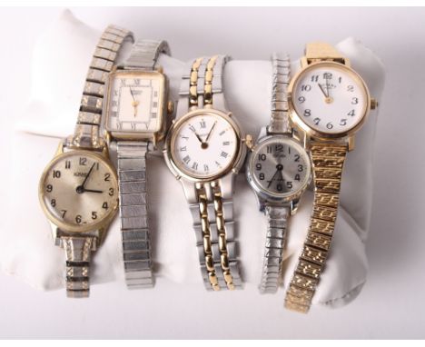 A lady's Accurist wristwatch, a lady's Rotary wristwatch and four other ladies' wristwatches