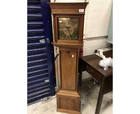 A modern walnut longcase clock of small proportions, the movement by Stanley White with square brass dial in the 18th Century