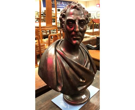 A bronzed plaster bust study of the Duke of Wellington inscribed to the plaque below "Orpheus London" (approx. life size) CON