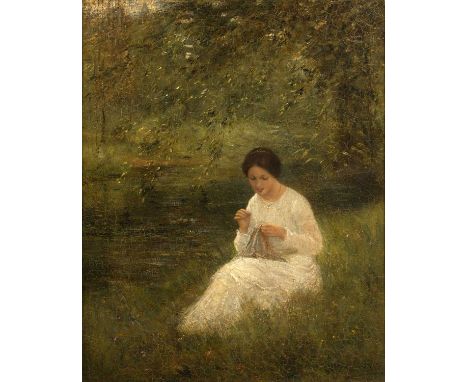 Simon Maris (1873-1935)A tranquil moment, signed, oil on canvas, 75 x 60cm  Has been lined, and there is a patched repair to 