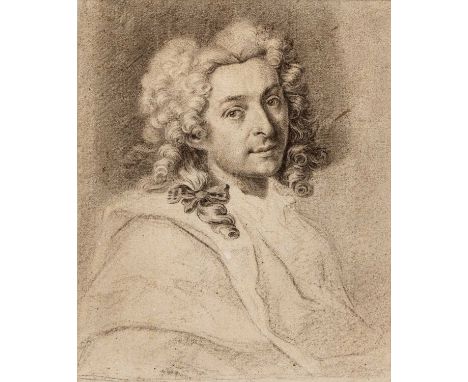 Circle of Nicolas de Largilliere (1656-1746)Self-portrait, pencil drawing on watermarked laid paper, 19 1/2 x 16 cms  Prov: T