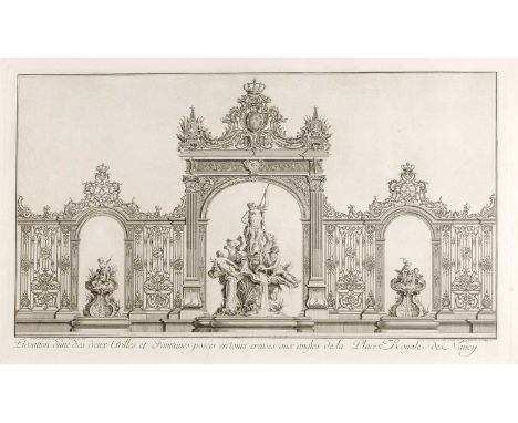 Collin after Lamour Serurrier du Roy'Elevation d'une du deux Grilles...,' engraving, 39.5 x 68cm, a Tibetan circular monochro